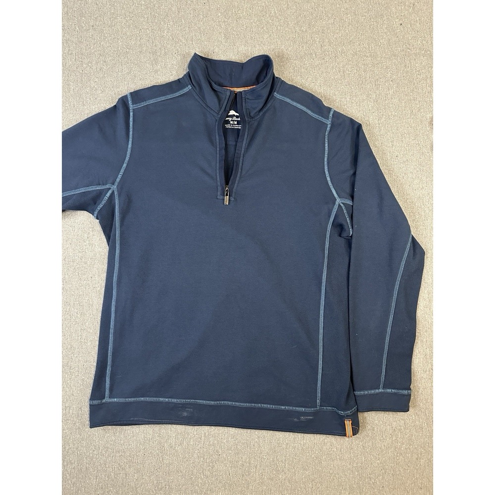 Tommy Bahama Pullover Mens M Jeans Island Crafted 1/4 Zip Blue Sweatshirt